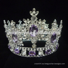 Corona redonda grande del desfile de la tiara del rhinestone al por mayor